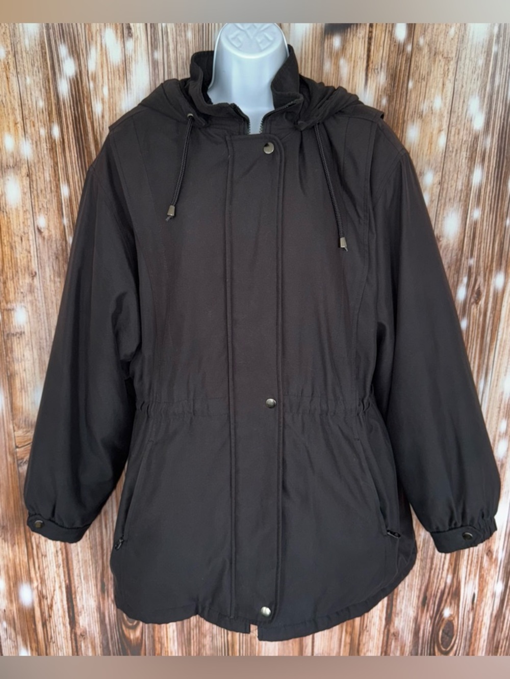 Northern Glades Black Hooded Zip Up Winter Coat